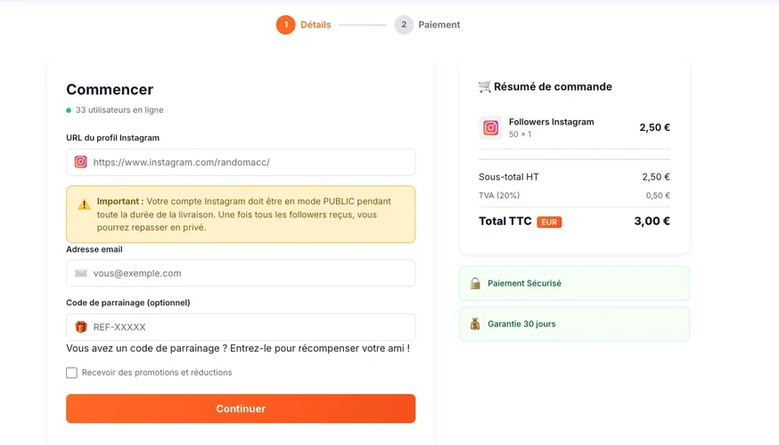 How to buy Instagram followers safely - Followers Lab checkout